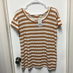 J. Crew striped burnt orange top w/ button detail